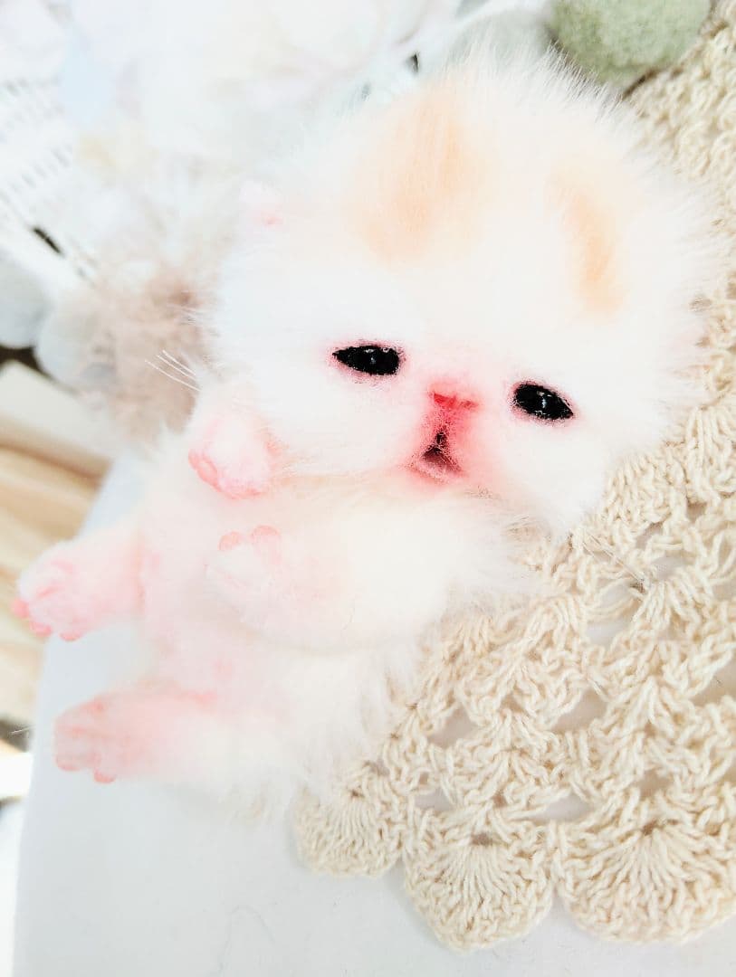 子猫ベビー♡三つ子ちゃん♡カゴセット♡アートドール♡ぬいぐるみ♡