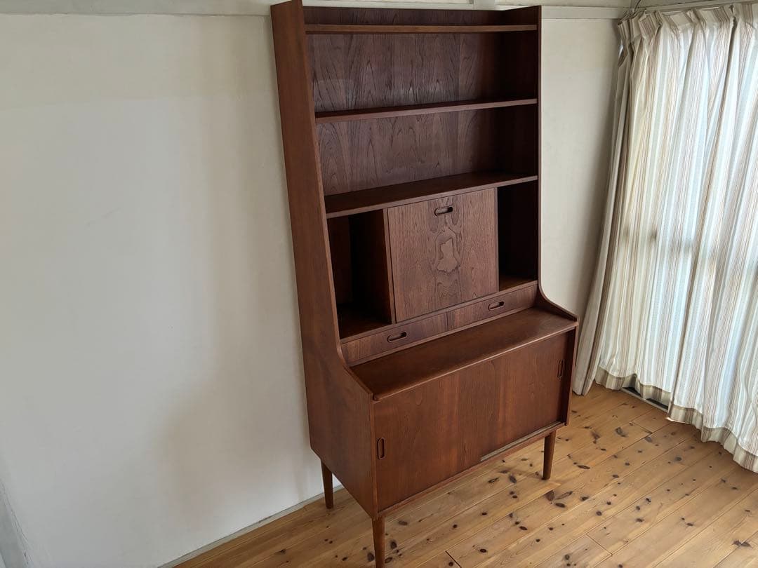 北欧ヴィンテージ　デンマーク　チーク　シェルフライティングビューロー