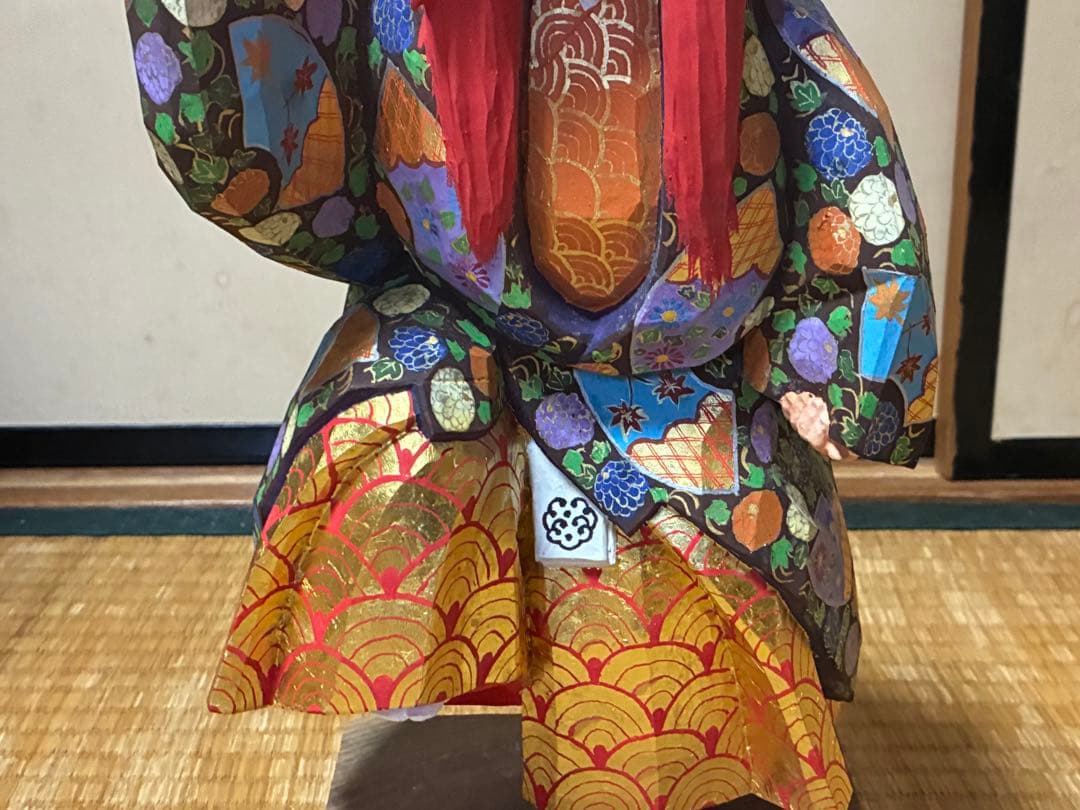 木製 木彫り 彫刻 【池田 秀鳳】伝統的 歌舞伎 赤い髪 人形 在印 共箱