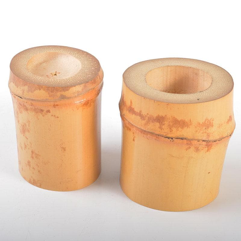 茶道具　古竹　蓋置　一双　紫野　松長剛山書付箱　V　R6466