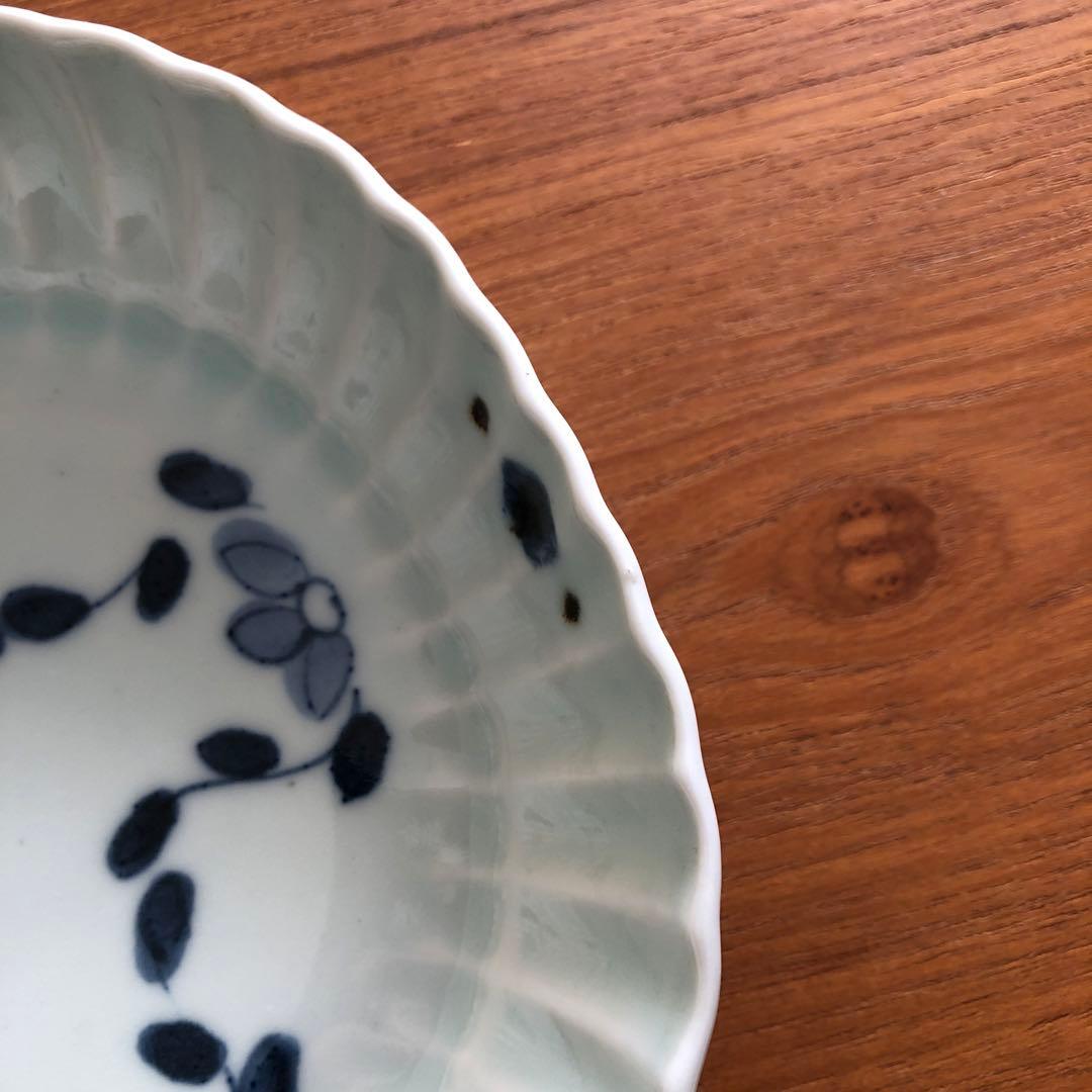 山口利枝　草花文しのぎ四方鉢　二個セット