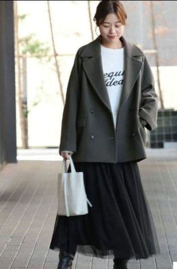 使用なし☆尾州ウールショートPコート