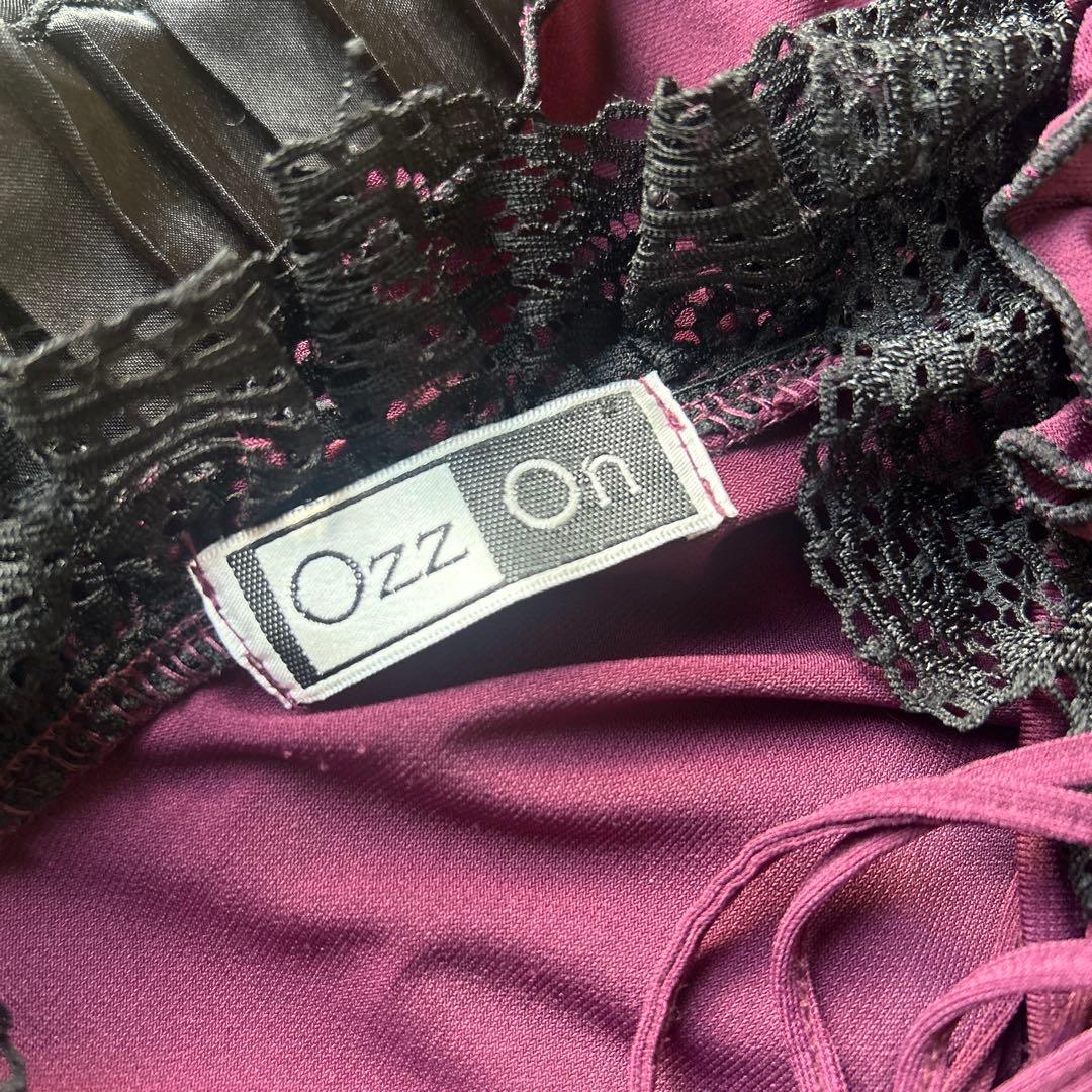 OZZ ONESTE パープル レースアップひざ丈ワンピース［商品番号3］