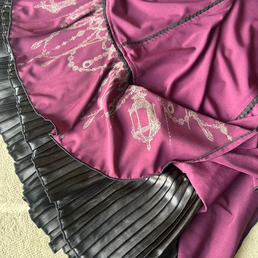 OZZ ONESTE パープル レースアップひざ丈ワンピース［商品番号3］