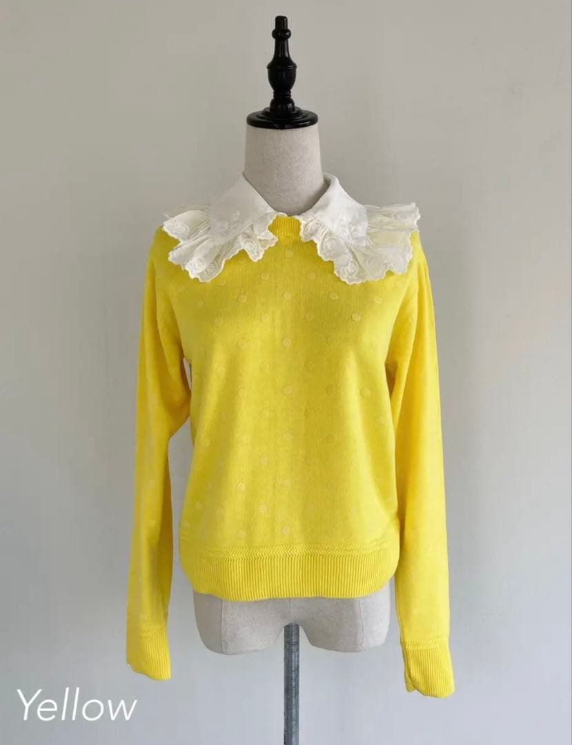 MUVEIL　　クローバーレース衿ニット