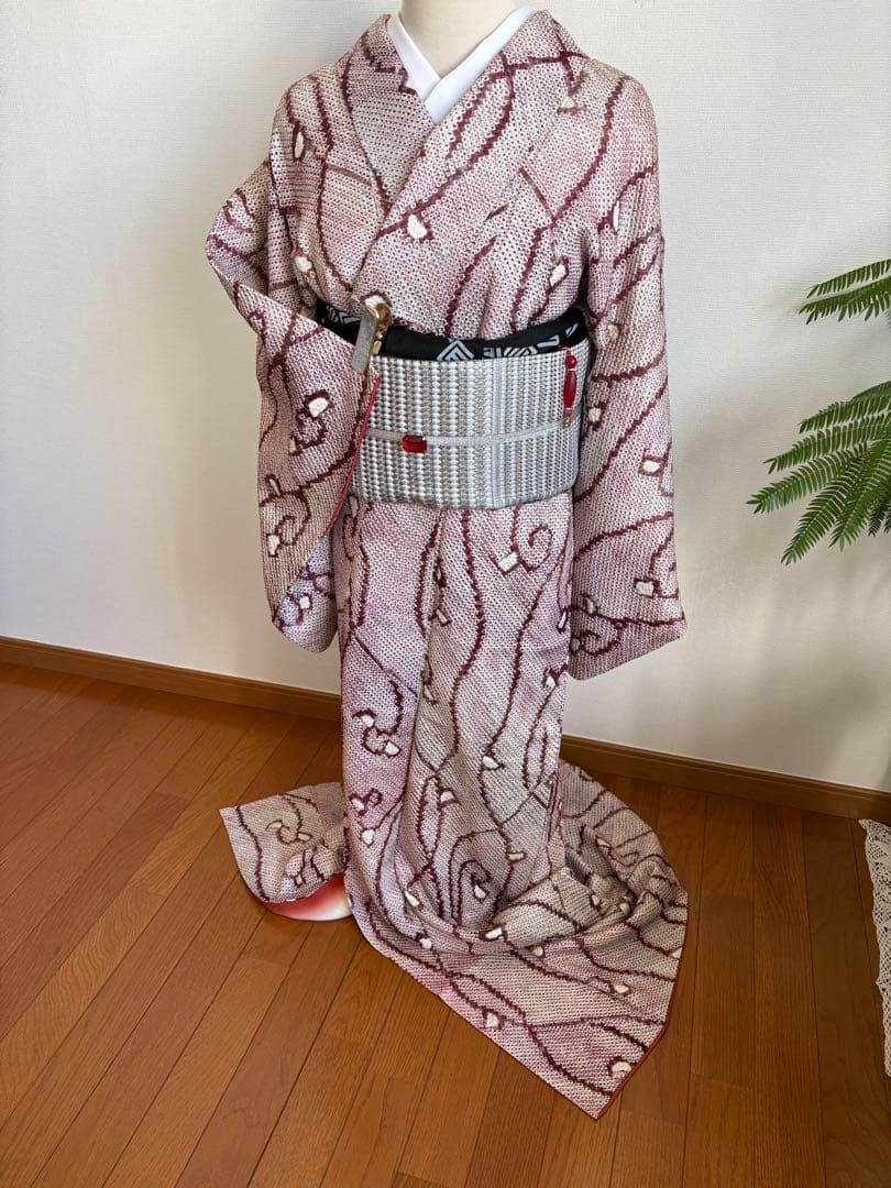 ❤️総絞り　疋田絞り唐草文様正絹トールサイズ　新品畳紙付き