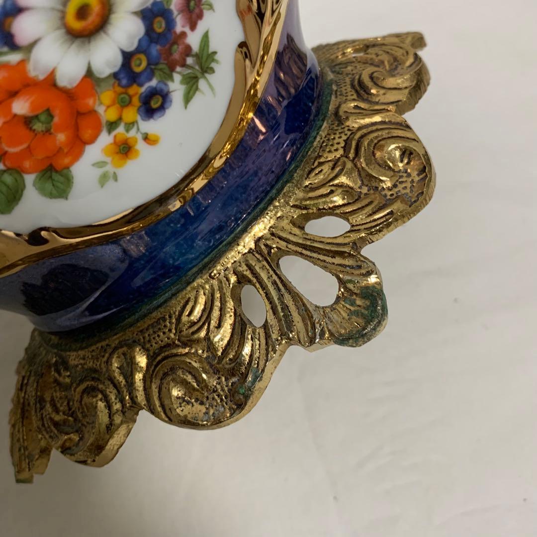 ブロンポール（Bronpor）装飾用ポーセリンバスケット 金メッキフレーム付き