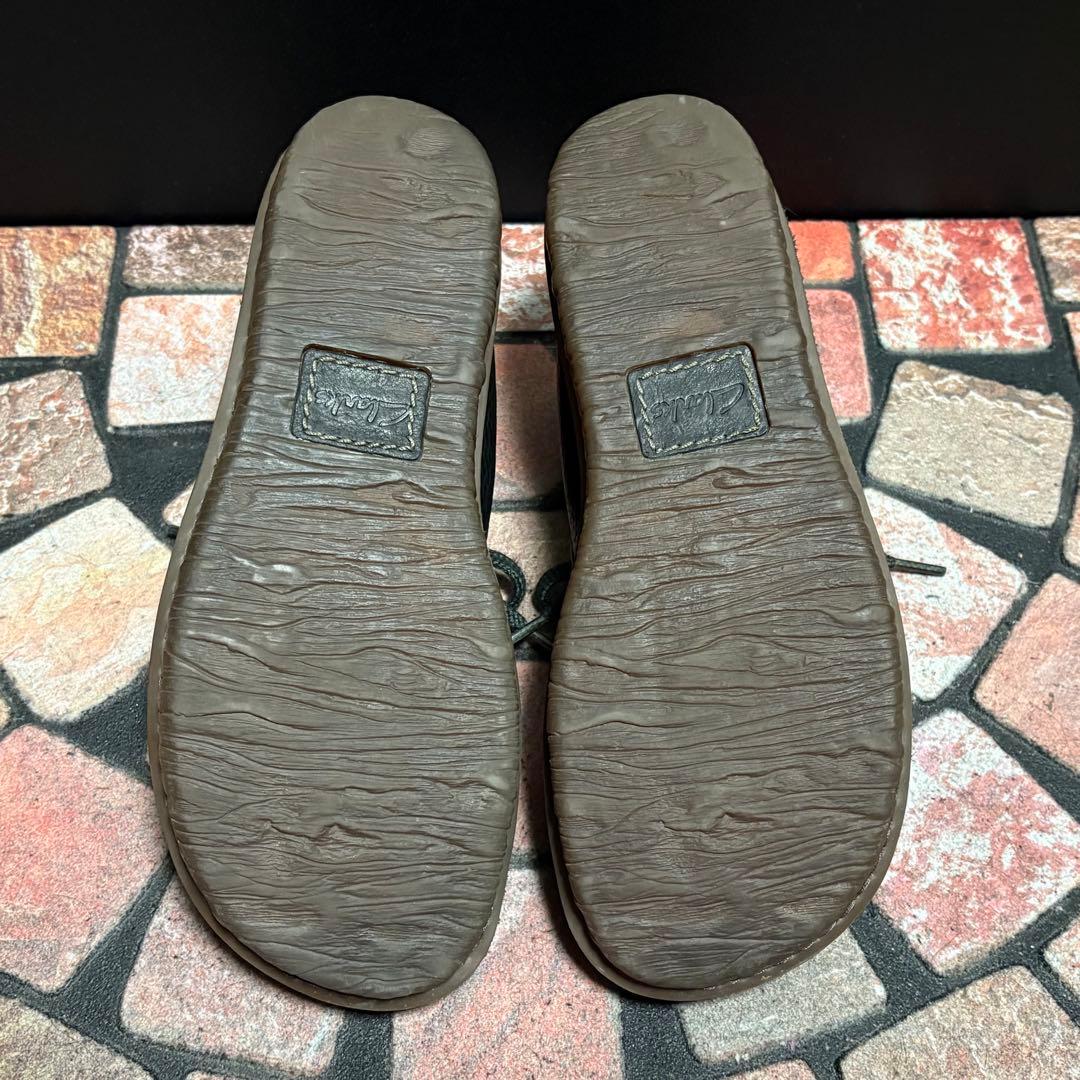 クラークス　チャッカブーツ　レザー　革靴 オブリークトゥ　シボ加工　27cm 黒