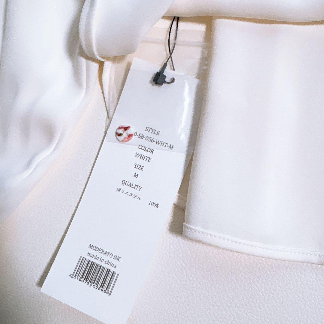 未使用タグ付き SOEJU サテンスタンドタックブラウス ホワイト　白