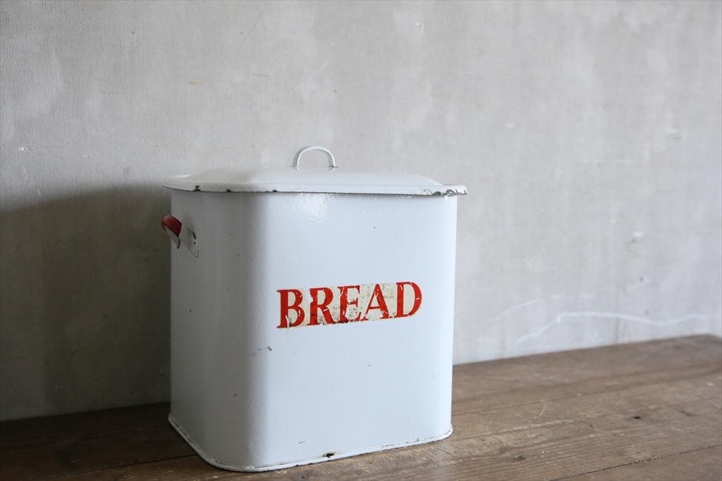 英国アンティーク琺瑯製ブレッド缶/ホーローキャニスター/米びつ(81-199-1