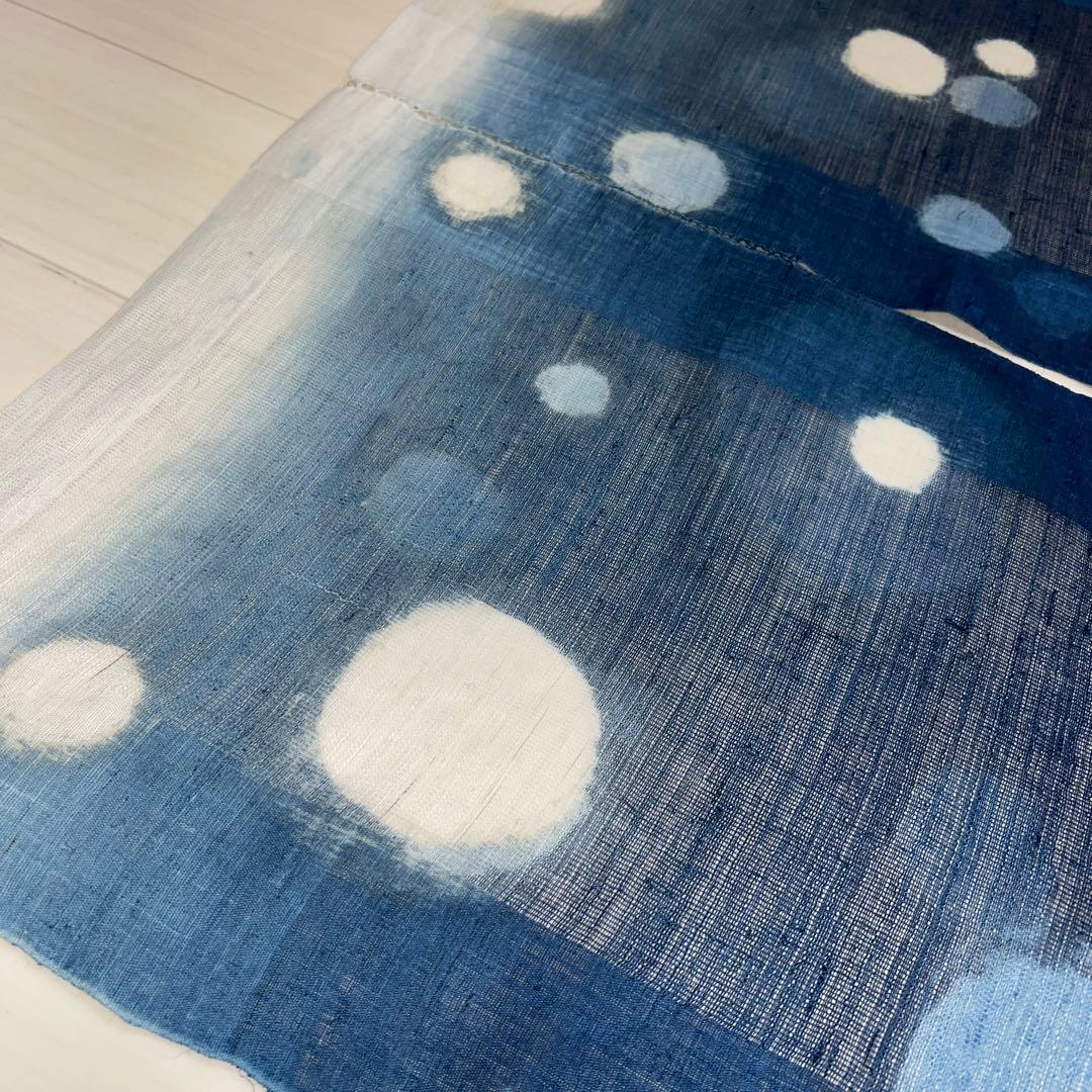 青白ドット模様の藍染のれん