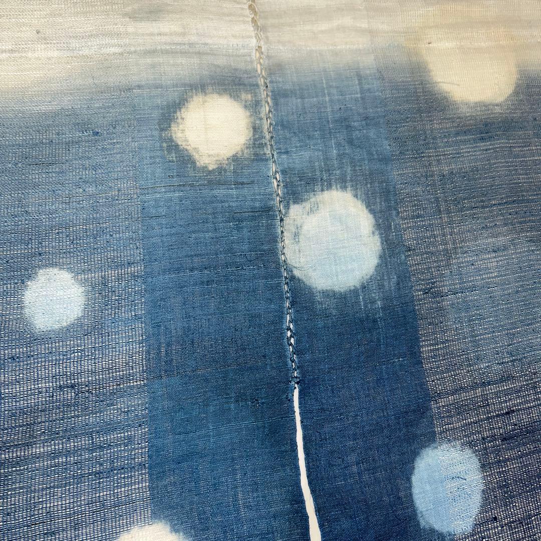 青白ドット模様の藍染のれん