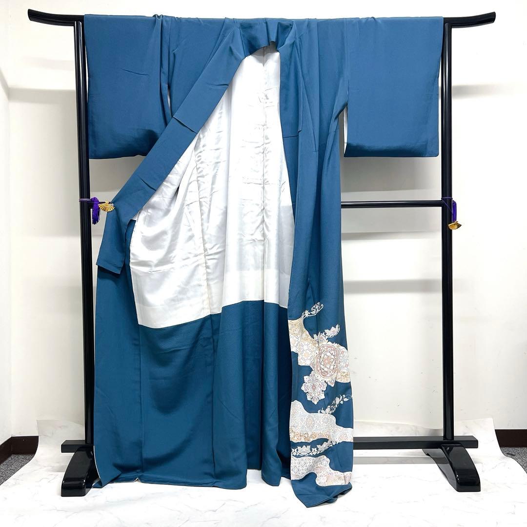 作家もの　色留袖　金駒刺繍　金彩　華紋　花菱　七宝　唐草 紋無し　着物　031k