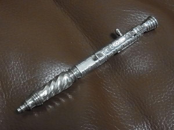 中山英俊 ボルトアクション・ボールペン ステンレスダマスカス TETORI彫金