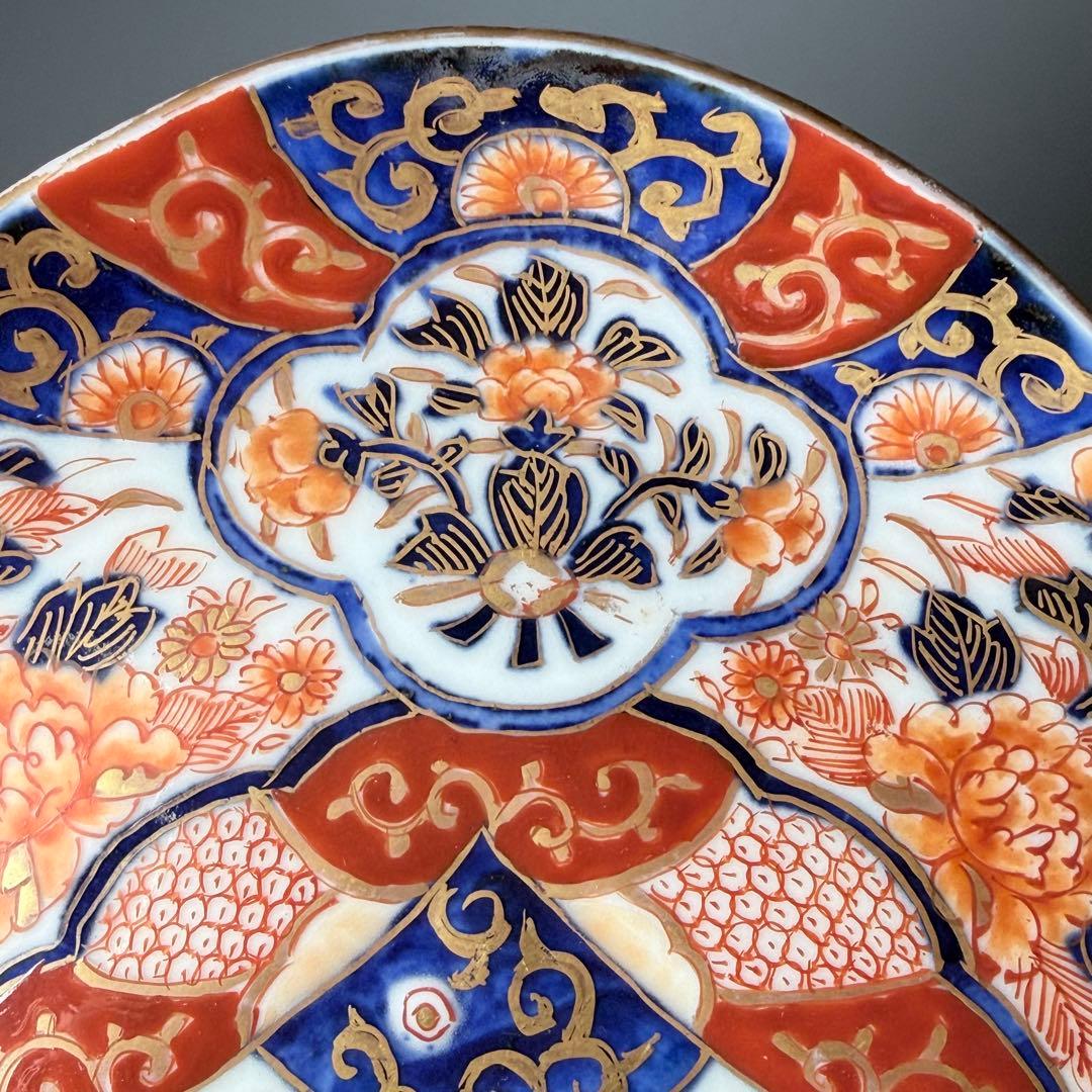 明治後期　オールド香蘭社　染錦牡丹文菱形皿　桐箱付　絢爛豪華　アンティーク食器