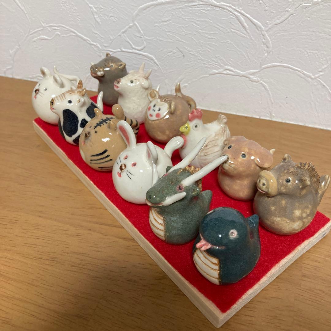 ハンドメイド 3 陶器 置物 十二支 干支 正月飾り 午