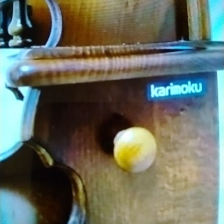 カリモク✨廃版品✨木製シェルフラック 5段✨鏡付き✨４フック付✨きれいな状態です