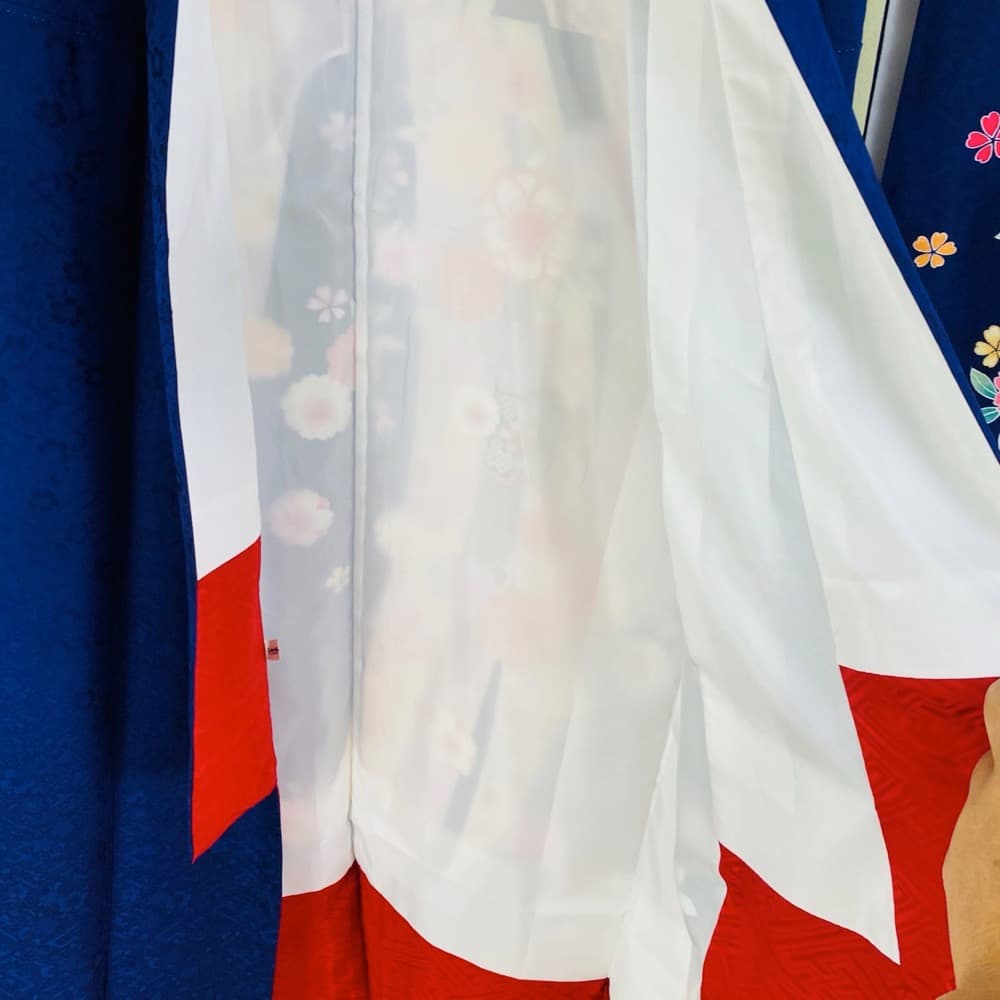 振袖 正絹 紺 熨斗目 桜 豪華金彩 暈し L 身丈169 裄68 成人式