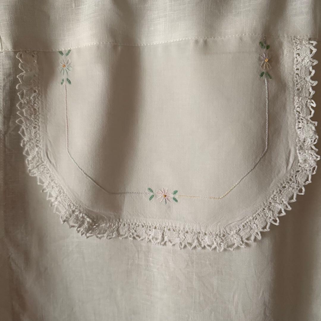 ホワイトリネンナチュラルフリルカーテンஐ⋆*ドイリー付き