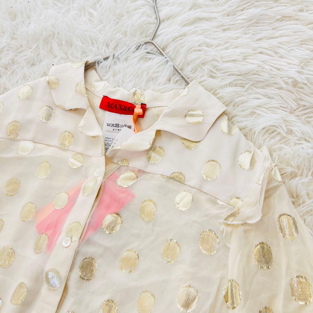 新品 タグ付き✨ マックスマーラ シルクブラウス ドット柄 シアー イタリア 金