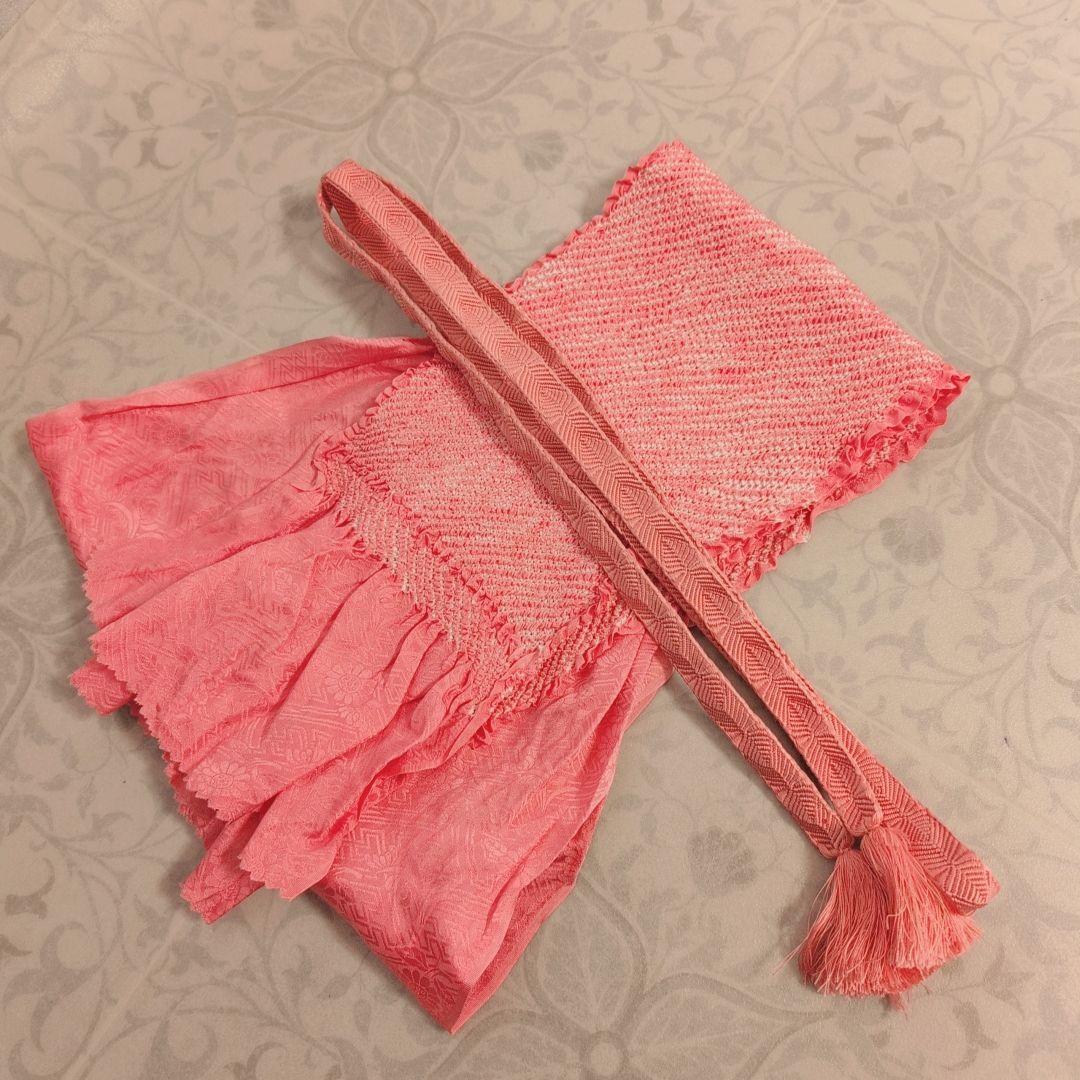 色無地　着物　フルセット　正絹　ピンク　しつけ糸　着物美品　F6