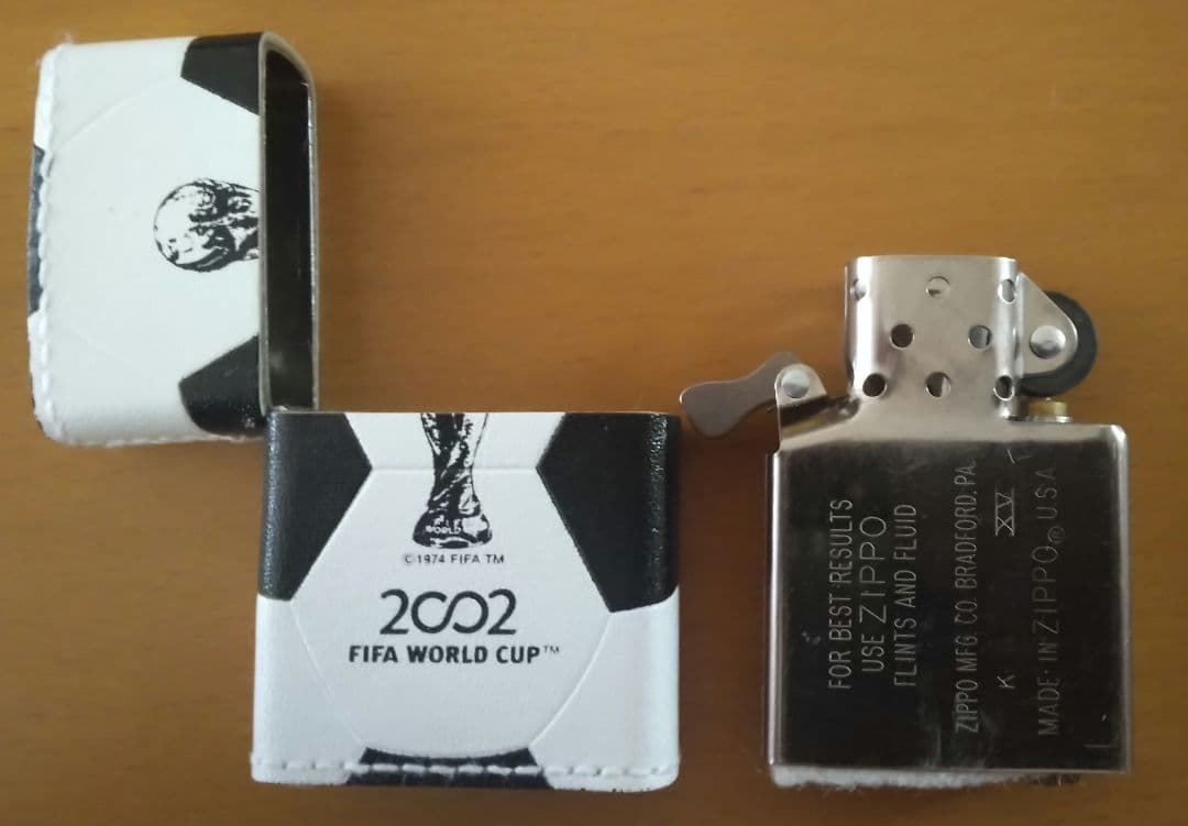 【貴重】2002日韓ワールドカップ記念ZIPPOジッポライター 本革 新品未使用