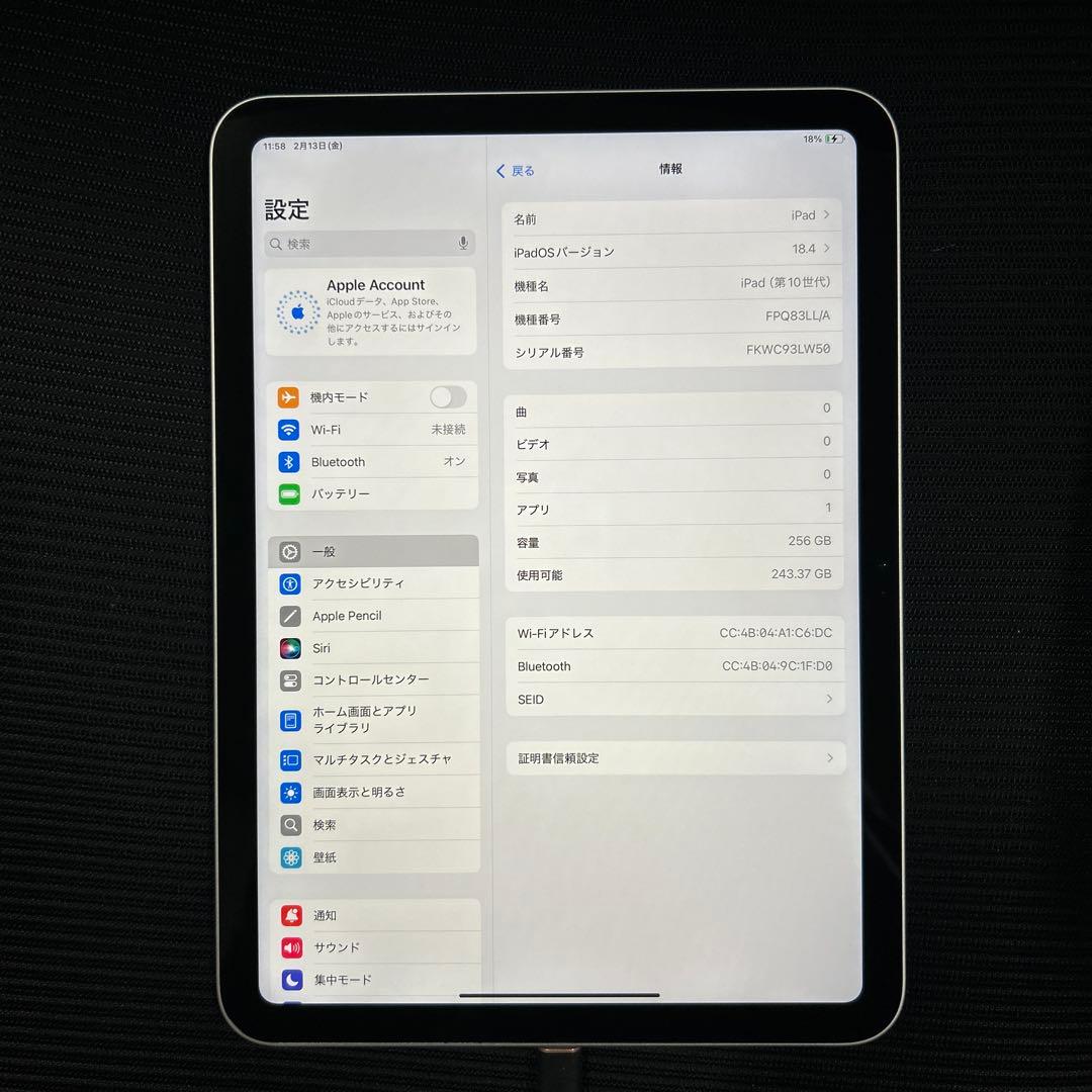 IPAD 第10世代　256GB WIFI シルバー