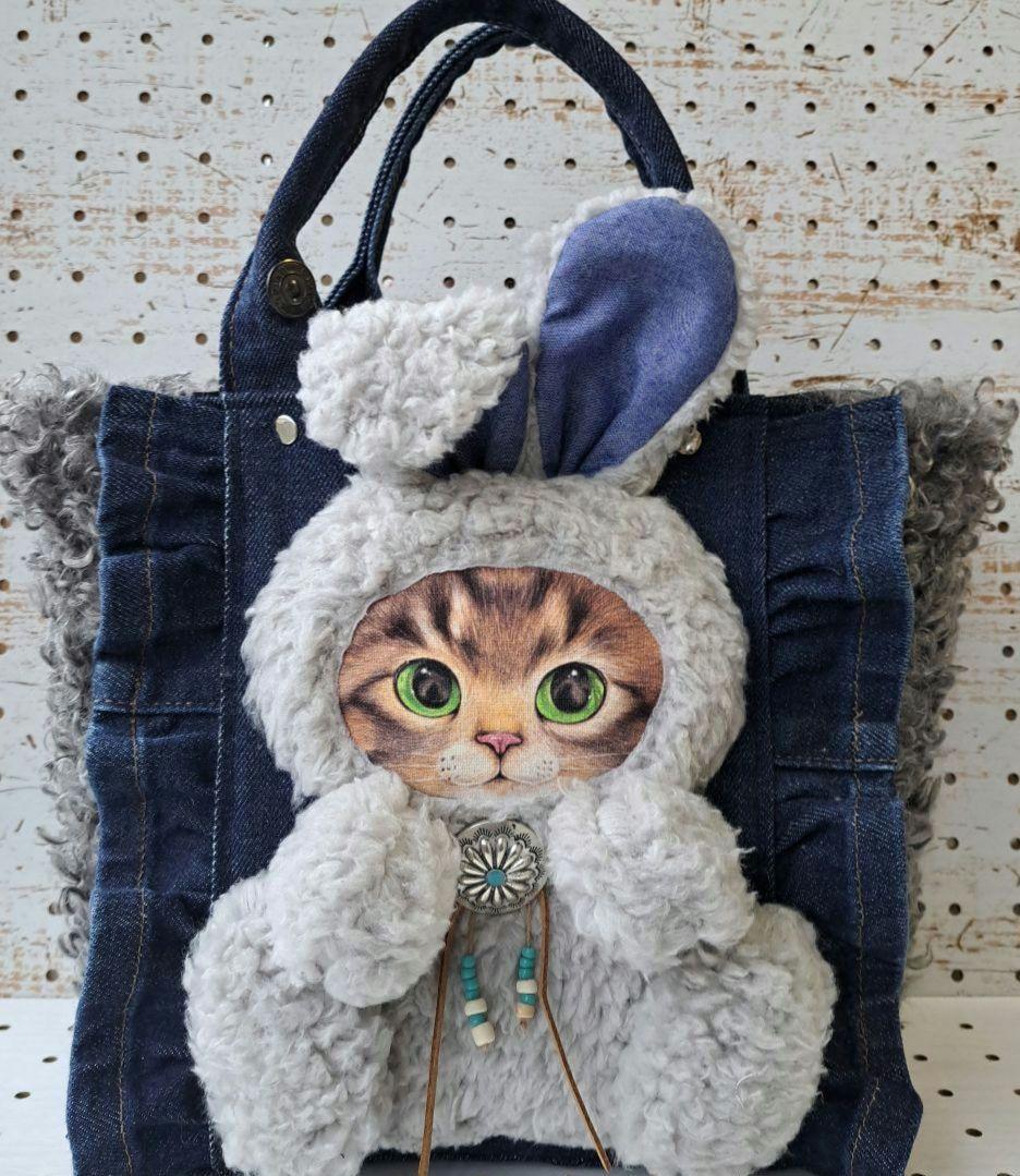 n*o様 コヤンイサムチョン　リトルサンダー　デニムリメイクフリルトートバッグ