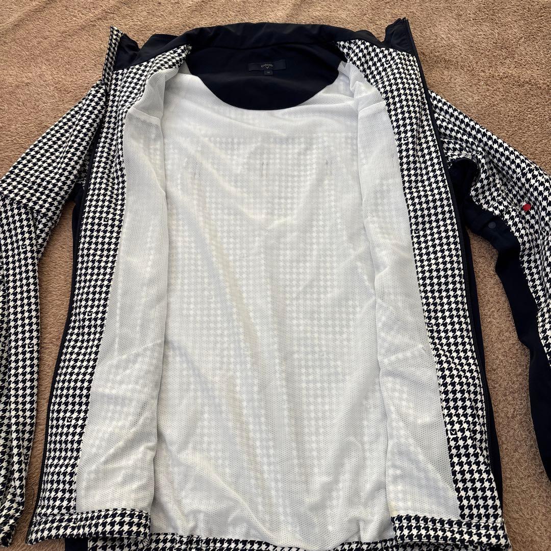 美品　キャロウェイ　レインコート　ジャケット　パンツ　千鳥格子　M ネイビー