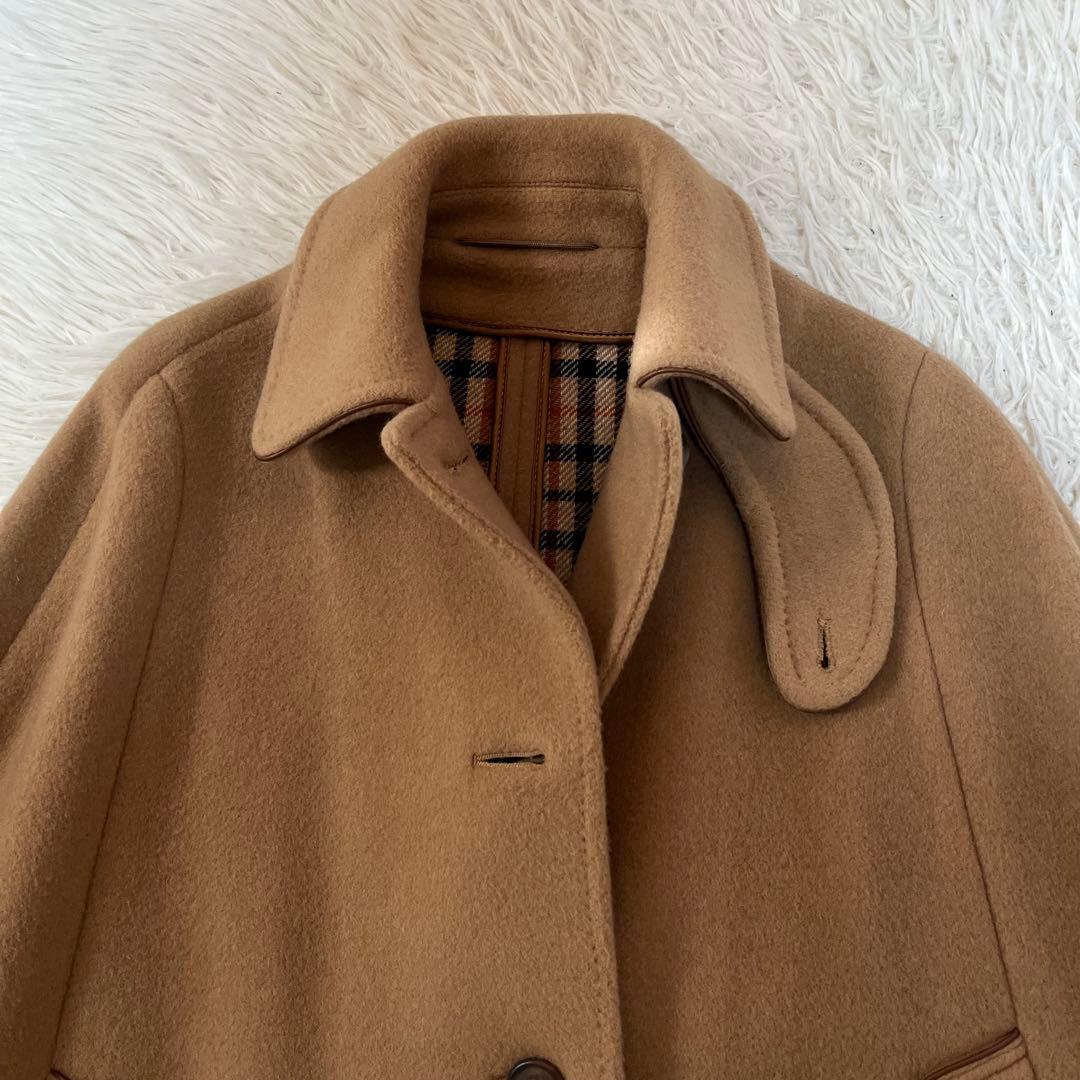 【美品】ダックス　裏地ハウスチェック　ウール　ケープコート　マントコート