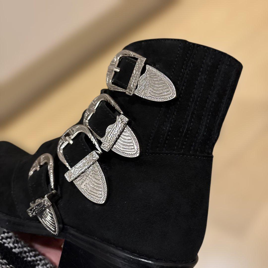 TOGA PULLA レディースショートブーツ Black Suede 38