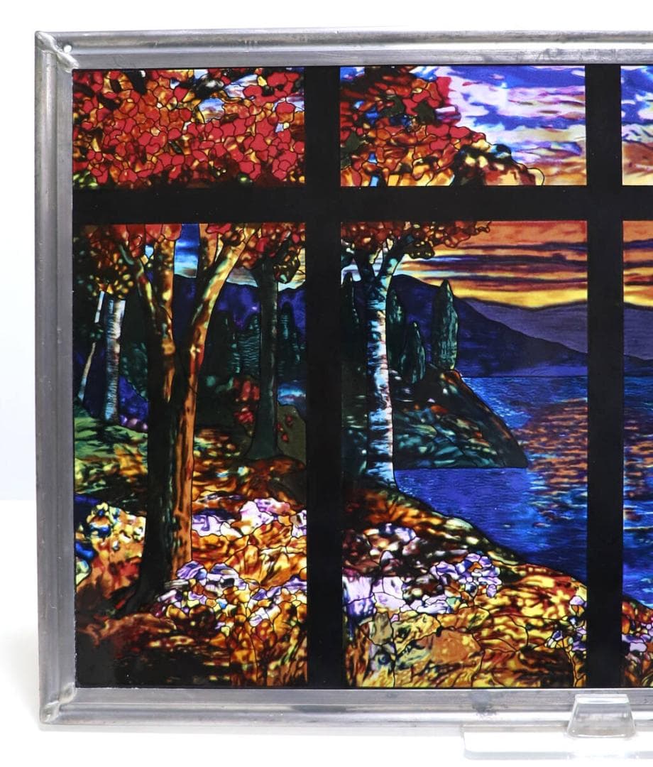 激レア 大型 ルイス・C・ティファニー ヴィンテージ ステンドグラス 秋の風景