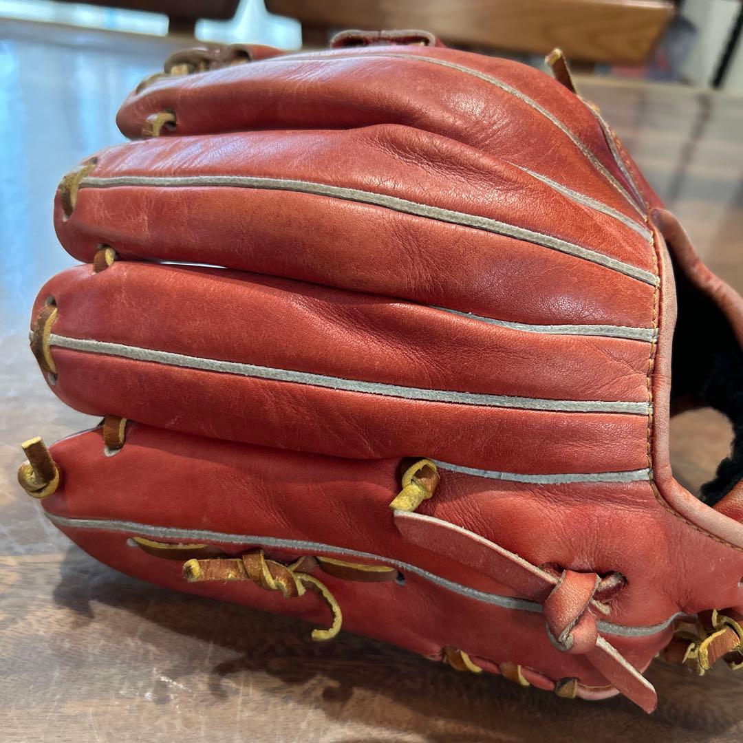 最終値下げです。これ以上は下げません。 ジームス　レザー 赤 軟式グローブ