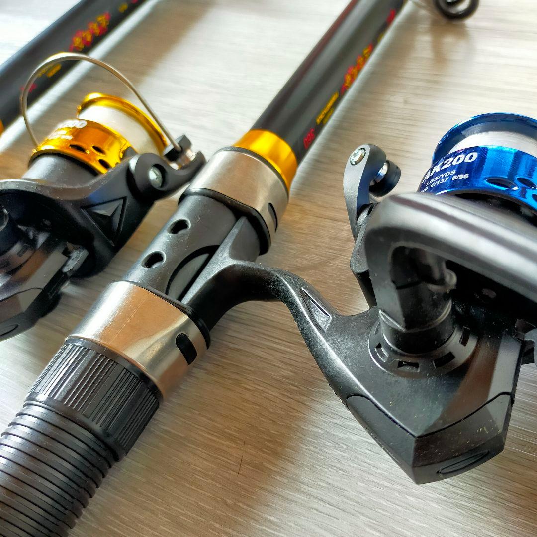 遠投竿　投げ竿 リール付き　３セット　3.6m 投げ釣リ 遠投釣り　遠投カゴ　青