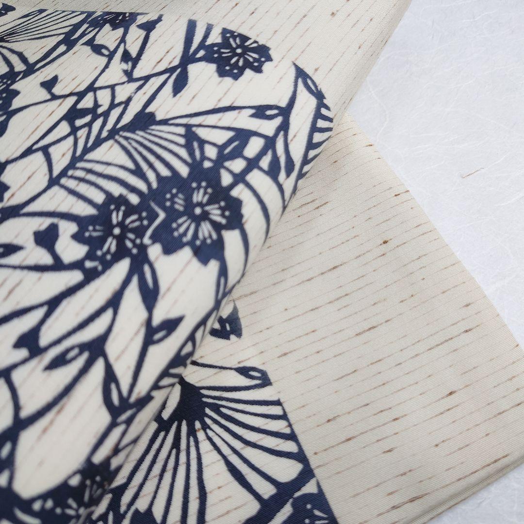 正絹 袋帯 六通柄 ぜんまい 紅型染 江戸紅型 桜極上 逸品 未使用品