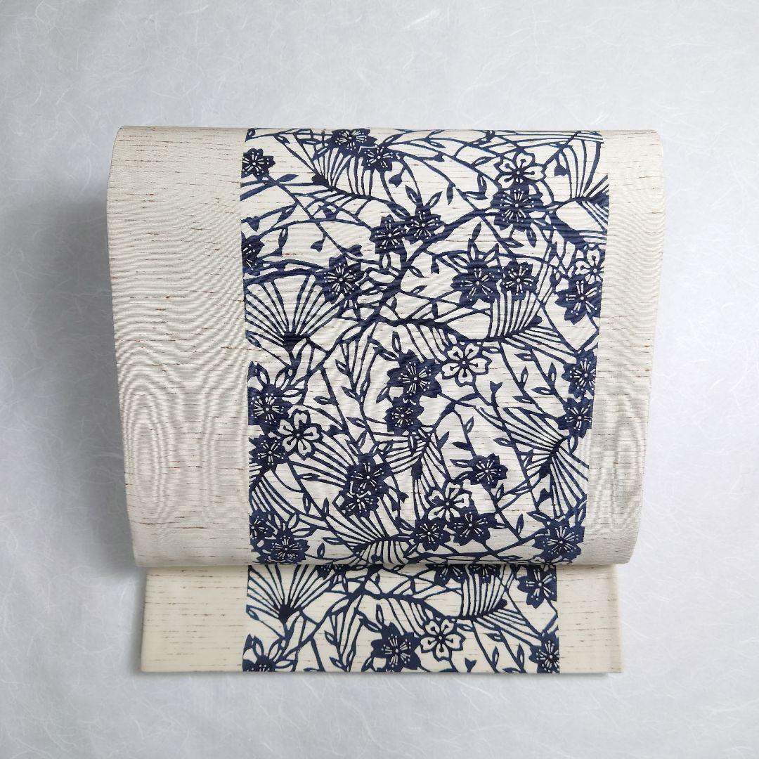 正絹 袋帯 六通柄 ぜんまい 紅型染 江戸紅型 桜極上 逸品 未使用品