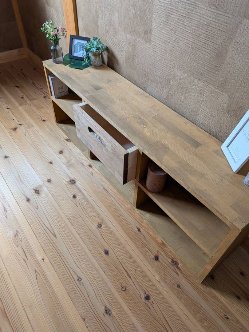 【送料無料】天然木　赤松集成材　チェスト付きスタッキングシェルフ　収納引き出し