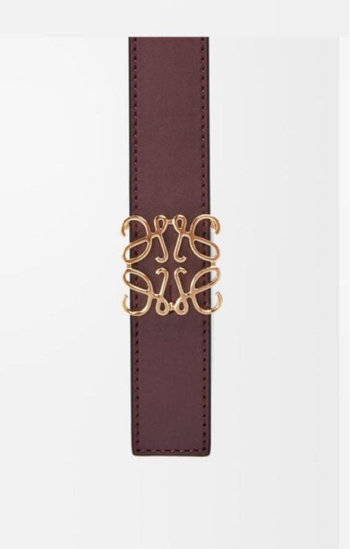LOEWEリバーシブルアナグラム ベルトスムースカーフBurgundy/Gold