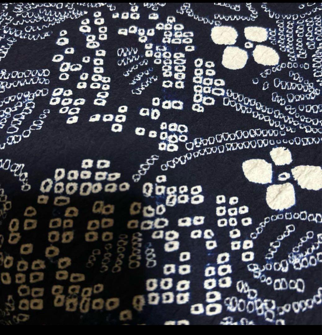 有松鳴海絞りフルセット4点　美品最高級浴衣+夏帯+夏帯締め+夏帯揚げ　ゆったり