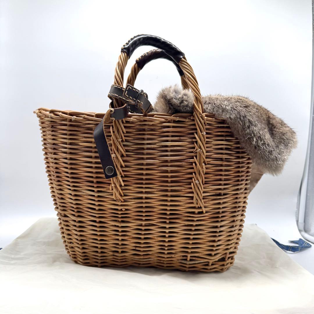 【美品✨】ebagos エバゴス　マルシェ　かごバッグ　ラビットファー