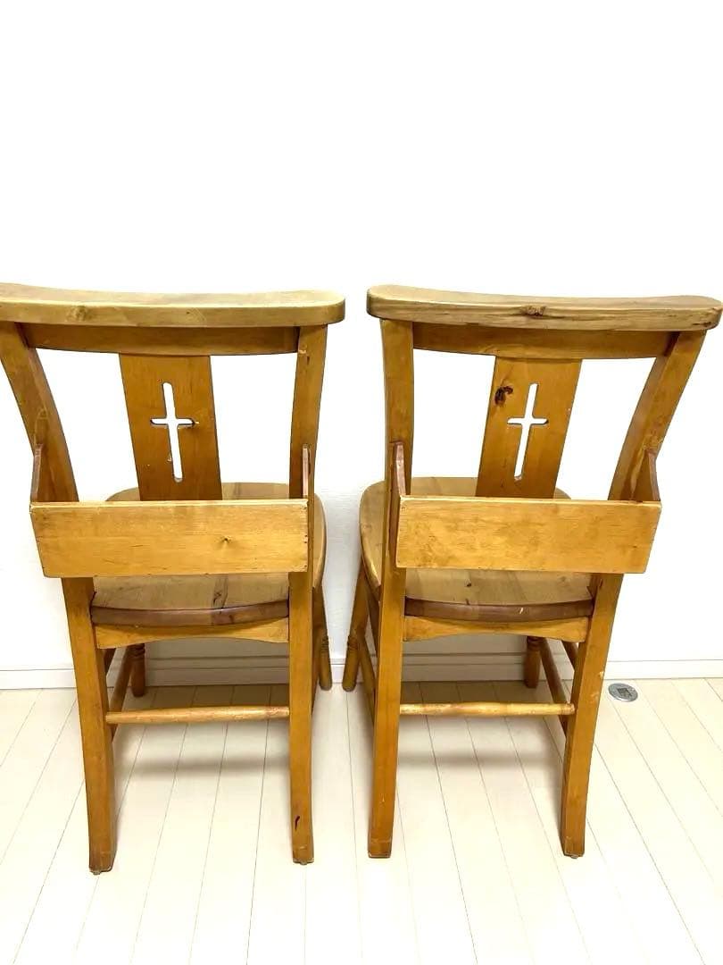 enfant チェア 2脚セット チャーチチェア ブックラック付き