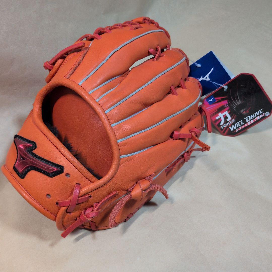 ミズノ:左投げ用:軟式用グラブ:外野手用:サイズ14:オレンジ