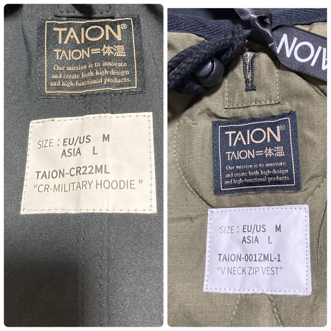 【新品タグ付き】TAION フーデッドコート ダウンベストセット　ブラック　L