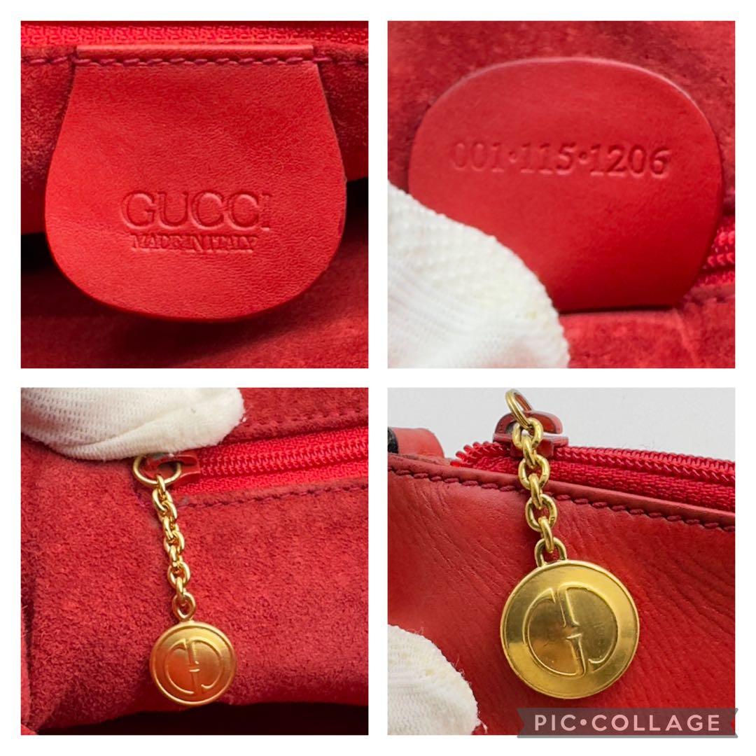 オールドグッチ バッグ 鞄 レザー クロスボディ 斜めがけ レッド 赤