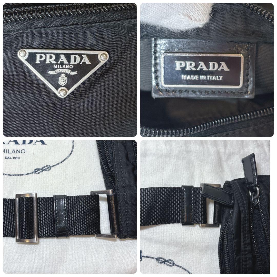 【美品】 PRADA 三角ロゴ ナイロン ショルダーバッグ サコッシュ ブラック