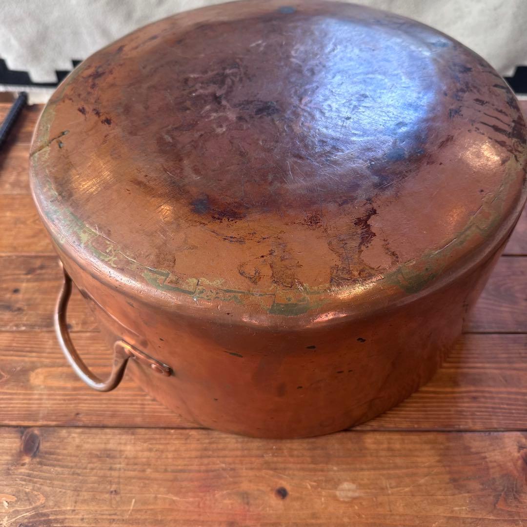銅鍋　両手鍋　銅製　大型　寸胴鍋　ビンテージ　業務用