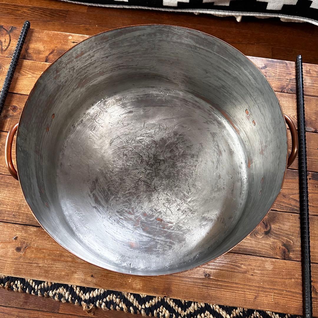 銅鍋　両手鍋　銅製　大型　寸胴鍋　ビンテージ　業務用