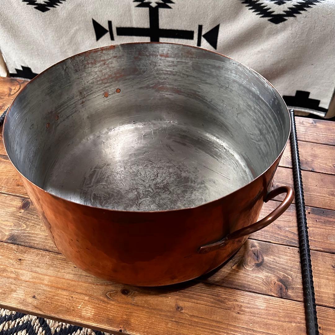 銅鍋　両手鍋　銅製　大型　寸胴鍋　ビンテージ　業務用