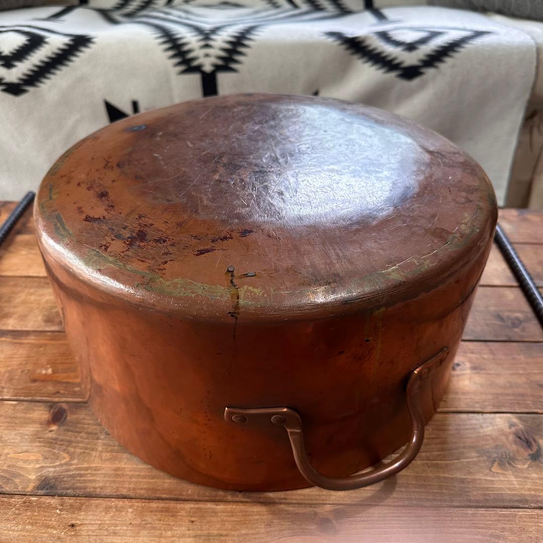 銅鍋　両手鍋　銅製　大型　寸胴鍋　ビンテージ　業務用