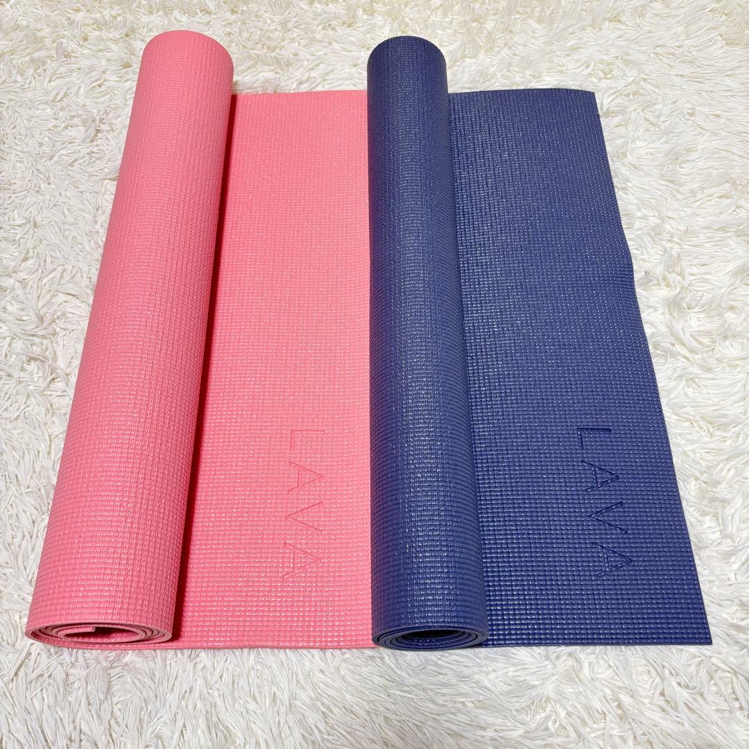 【美品】LAVA ヨガマット 2枚セット ピンク ネイビー 3mm ホットヨガ
